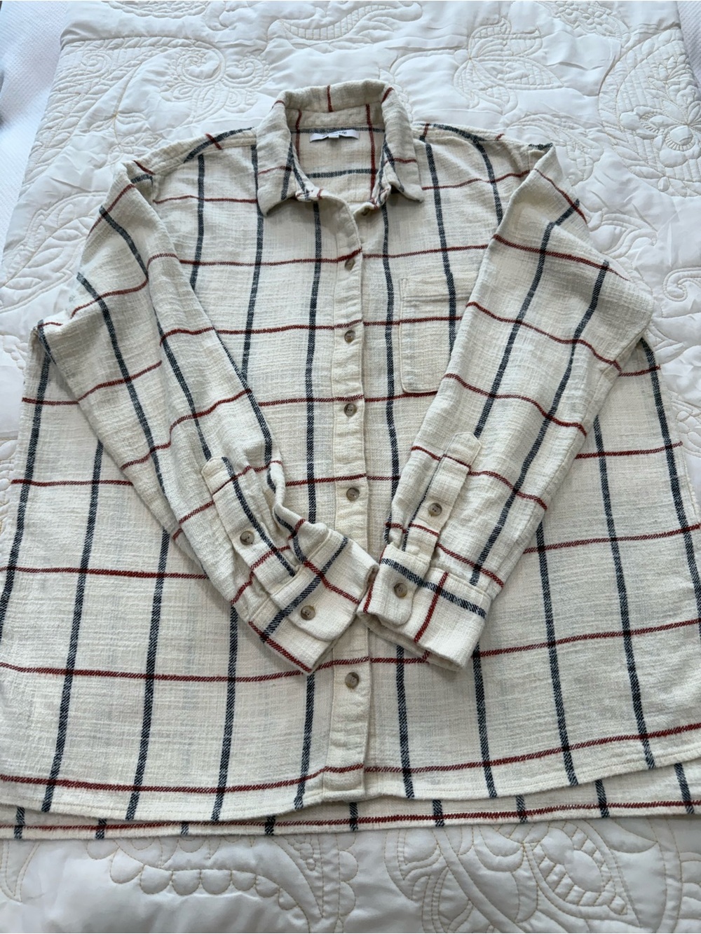 Madewell Classic Cream Plaid Button-Up Shirt